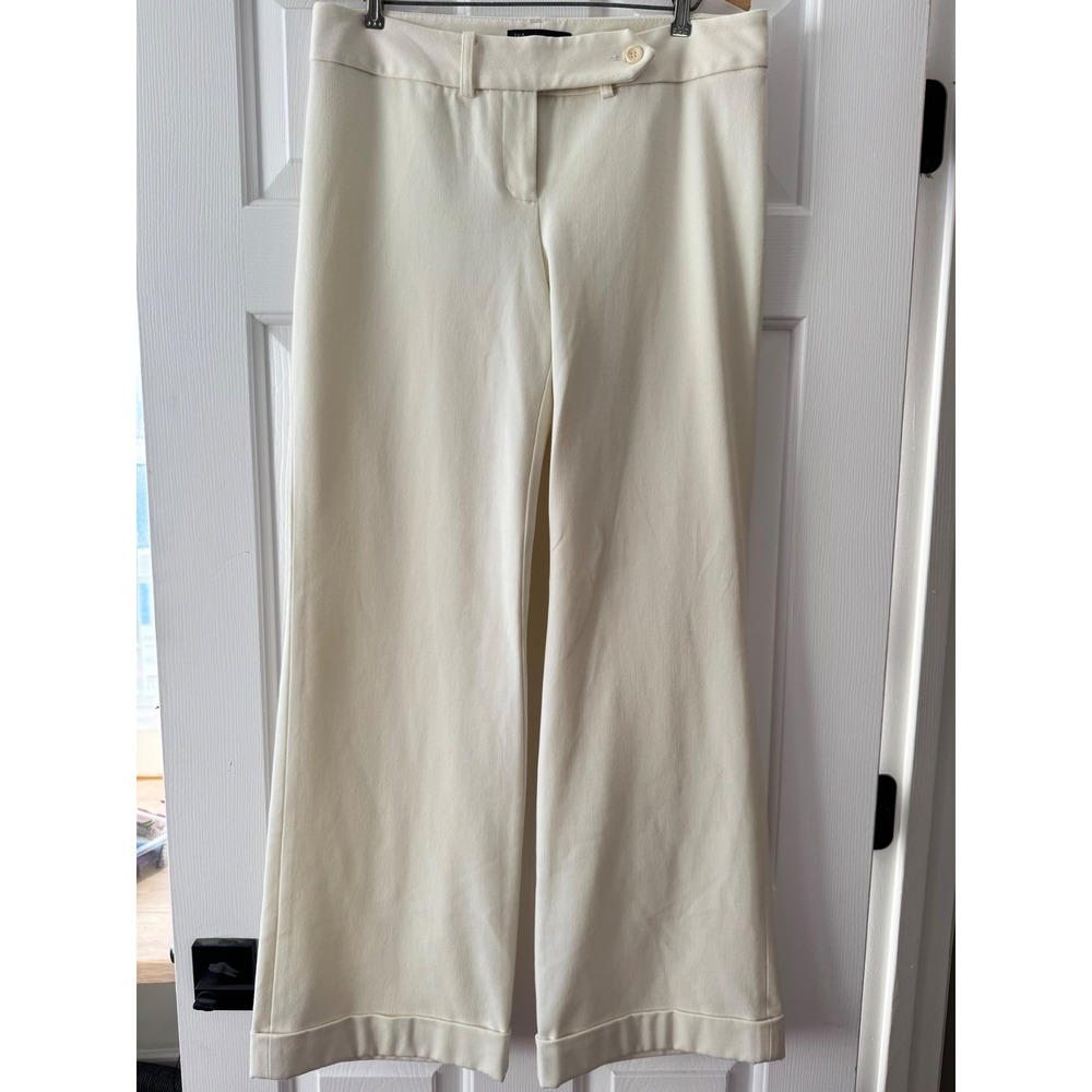 INC International Concepts Wide Leg Pants Cream Size‎ 8 Polyester Rayon Spandex